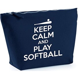 Hippowarehouse Keep calm and play softball printed make up cosmetic wash bag 18x19x9cm