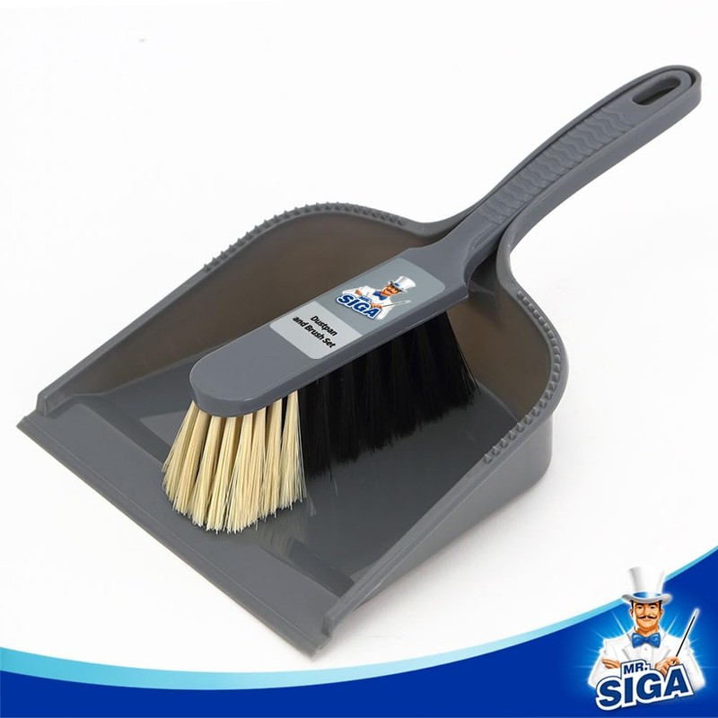 MR.SIGA Dustpan and Brush Set, Pack of 2 Set, Blue
