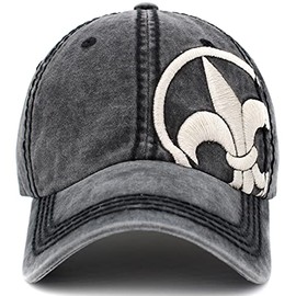 KBETHOS Vintage Distressed Baseball Cap Dad Hat Adjustable Unisex Fashion Unconstructed (One Size, Black Fleur De Lis Vintage)