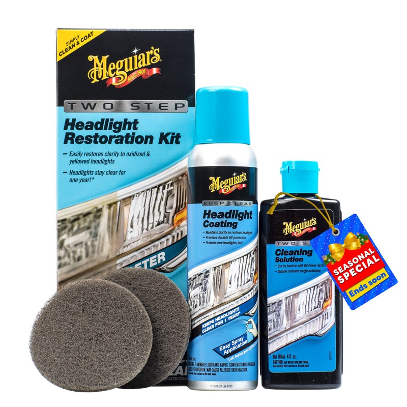 Meguiar's Two Step Headlight Restoration Kit, Headlight Cleaner Restores Clear