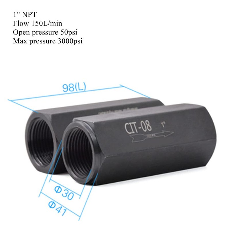 Hydraulic Check Valve 1" NPT Pump Oil 3000psi no Return