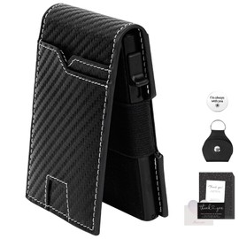 FUNGORGT Mens Wallet - RFID Blocking Wallet Creative Wallet with Engraved Accessory & AirTag Leather Sheath, Minimalist Credit/ID Cards Wallet