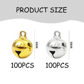 TYFGRT Pack of 200 Bells, Mini Copper Bells, Small Bells with Buckle, Mini Bells for Crafts, Loud Metal Bells, DIY Decoration Bells