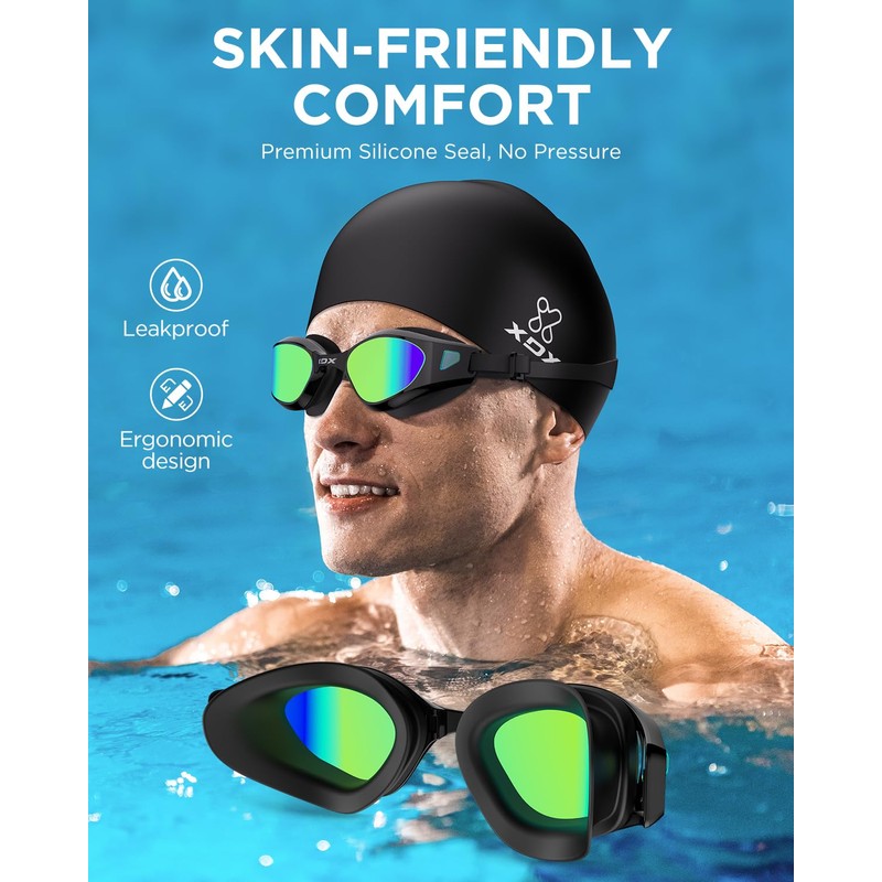 XDX Swim Goggles with Swim Cap Anti-Fog Pool Goggles with