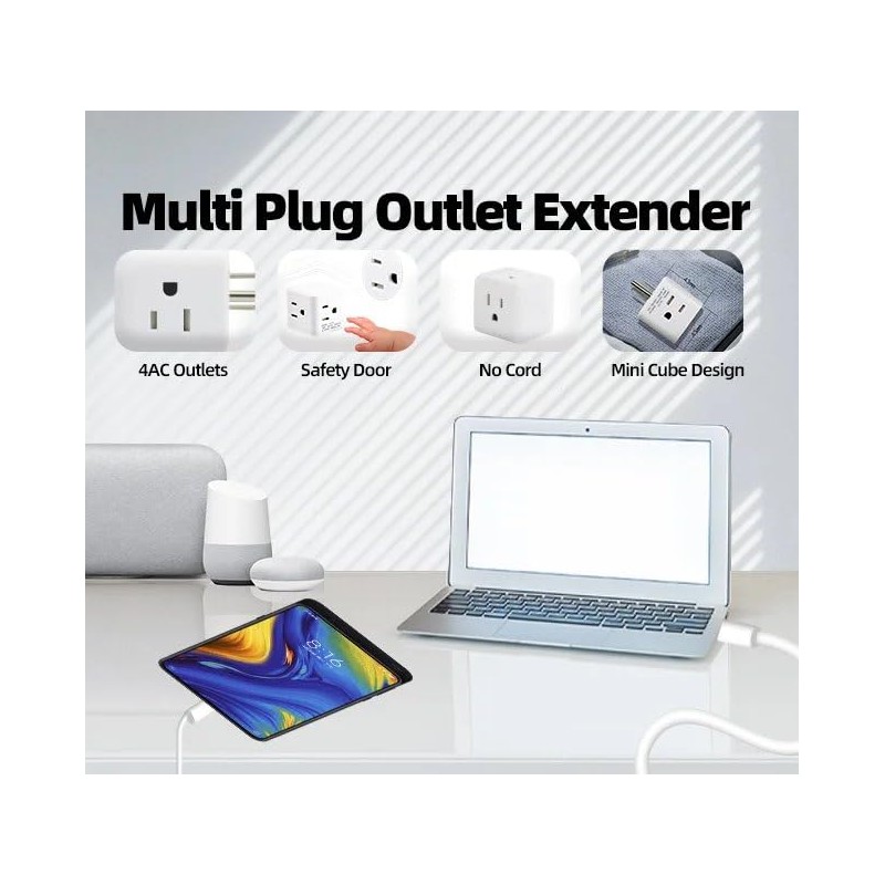 Generic Power Plug 4 outlets Wall Strip Cube (4 Way