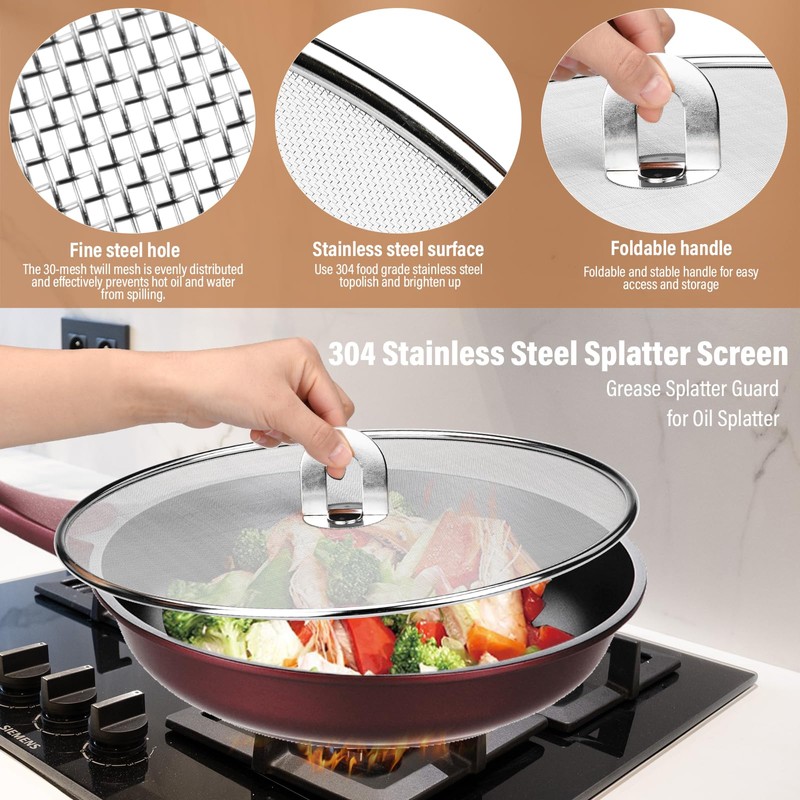 3 Pack Splatter Screen for Frying Pan 13" 11.5" 9.8"