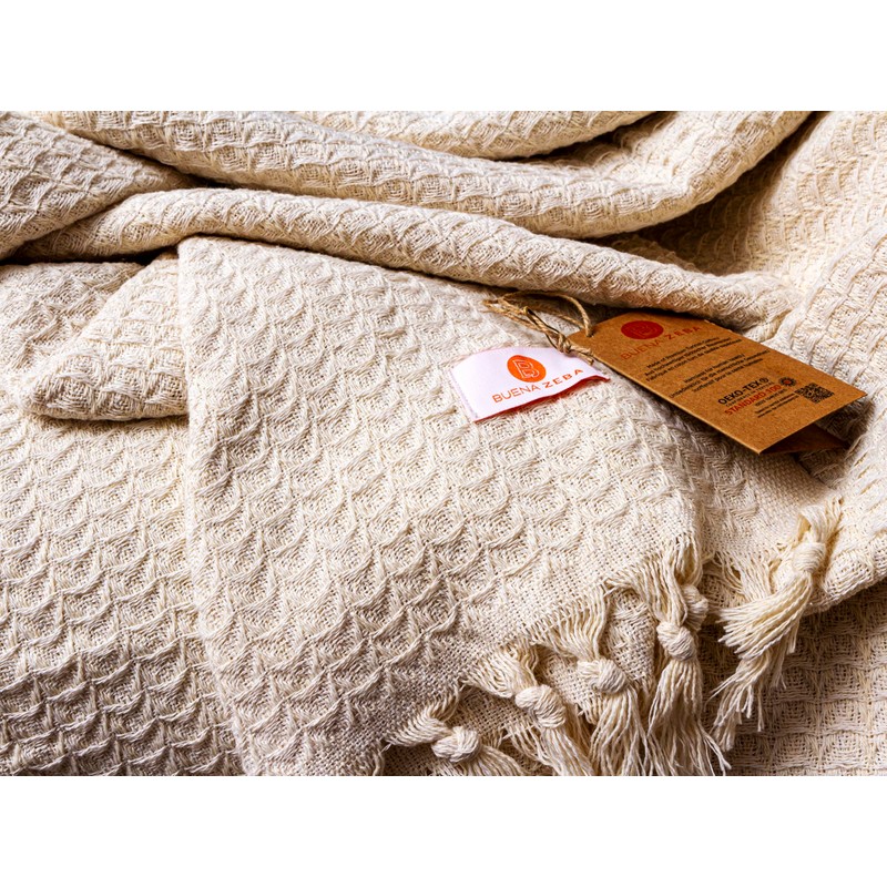 Buena Zeba Traditional Cotton Chevron Fringe Blanket 200 x 235