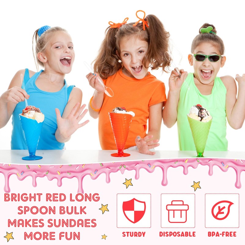 50 Pcs Extra Long Spoons for Ice Cream Floats Plastic