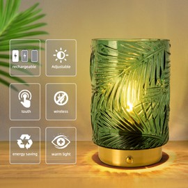 Rechargeable Battery Powered Lamp, Cordless Emergency Lamps for Power Outage, Decorative Small Accent Lamps for Entryway/Stairway/Bathroom/Corner, Dimmable Glass Battery Operated Table Lamp Indoor