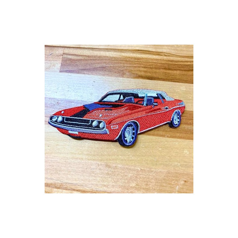 Red Muscle Car Patch Embroidered Iron-On Automobile Applique