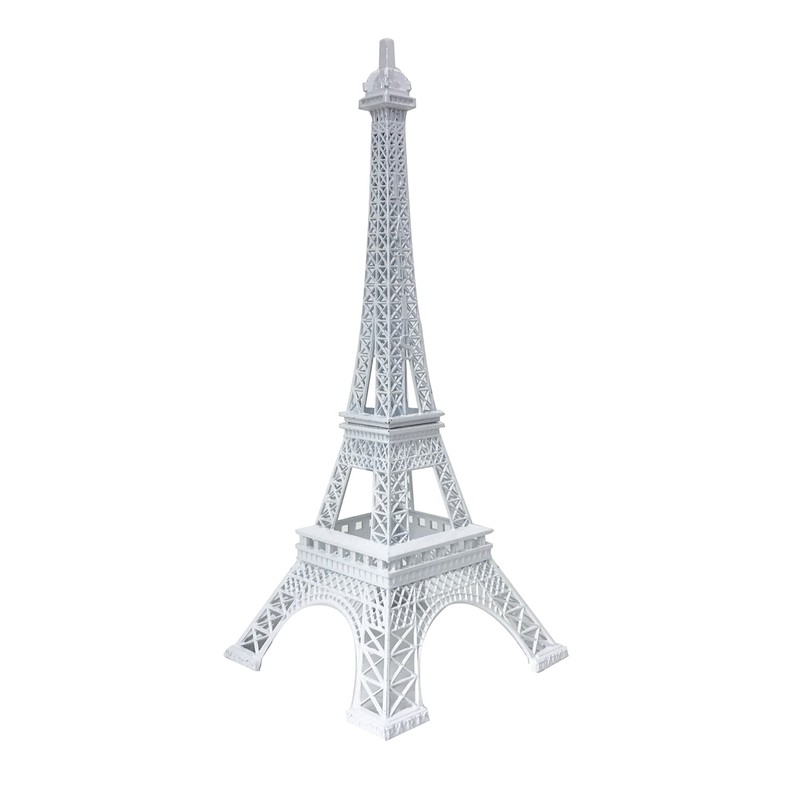 allgala 10" Eiffel Tower Statue Decor Alloy Metal, White