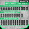 1/4" Drive Impact 56-Piece Socket Set, Standard SAE (5/32 to