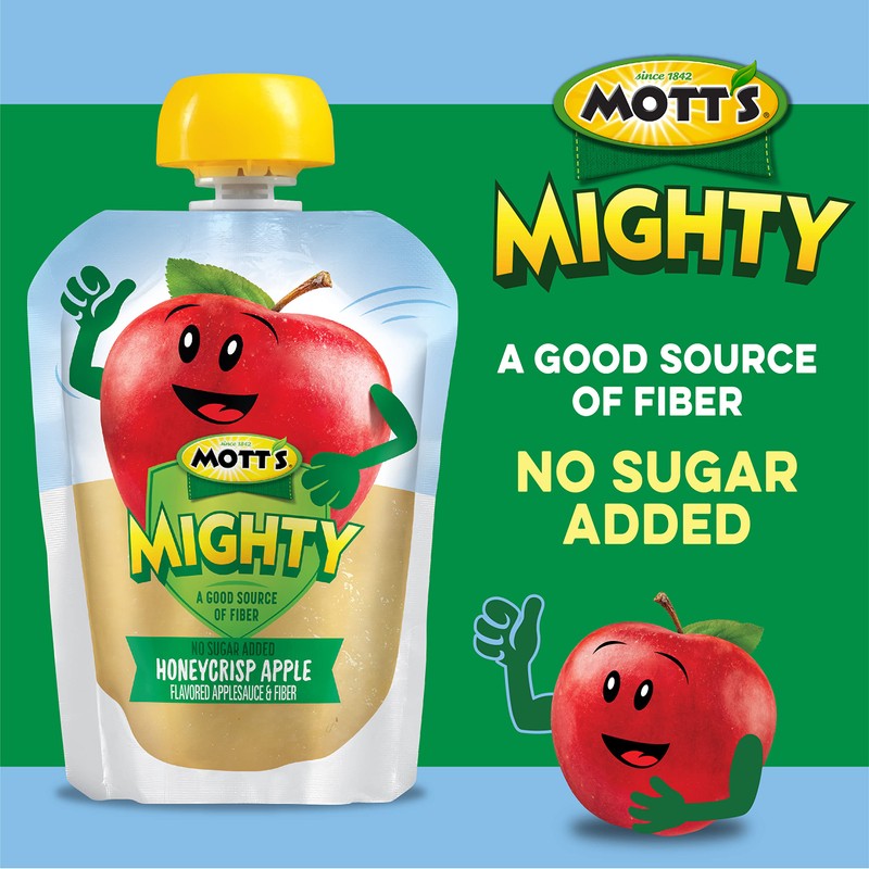 Mott's Mighty Applesauce Variety Pack, 3.2 oz Clear Pouches, 48