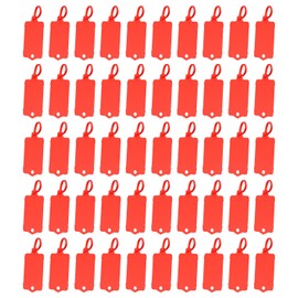 PATIKIL Reusable Red Plastic Tags, 100pcs Waterproof Shipping Labels & Security Seals, Writable Marker Ties & Hanging Tags, Multi-Purpose Luggage & Product Coding, Shelf & Warehouse Signs