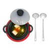 Japanese Donabe Claypot Set (5-piece, 50.7oz with Ceramic Pattern lid),