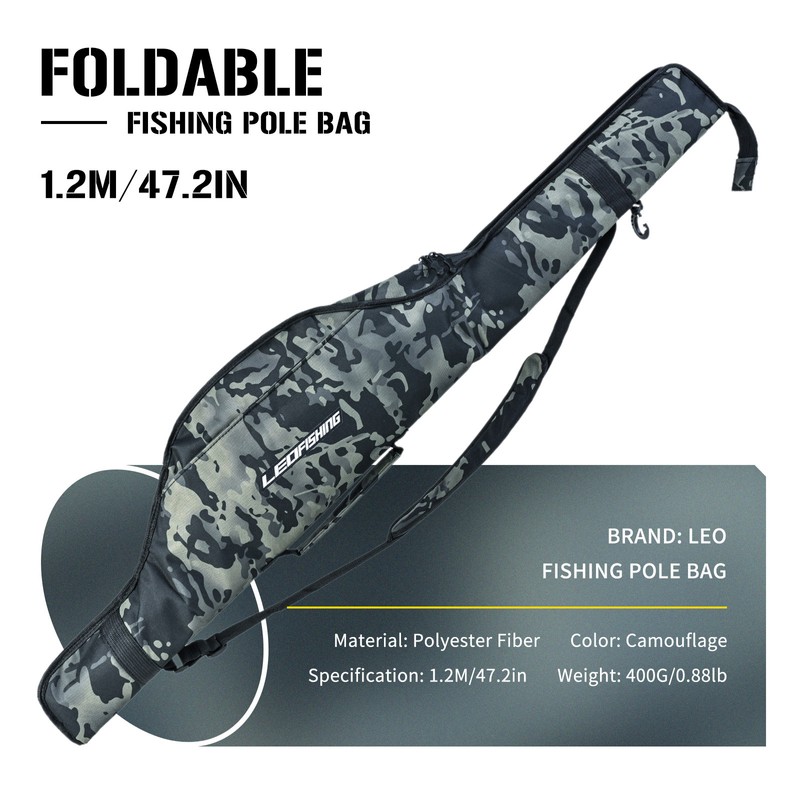 Foldable Fishing Pole Bag Fishing Tackle Storage Bags Portable Fishing