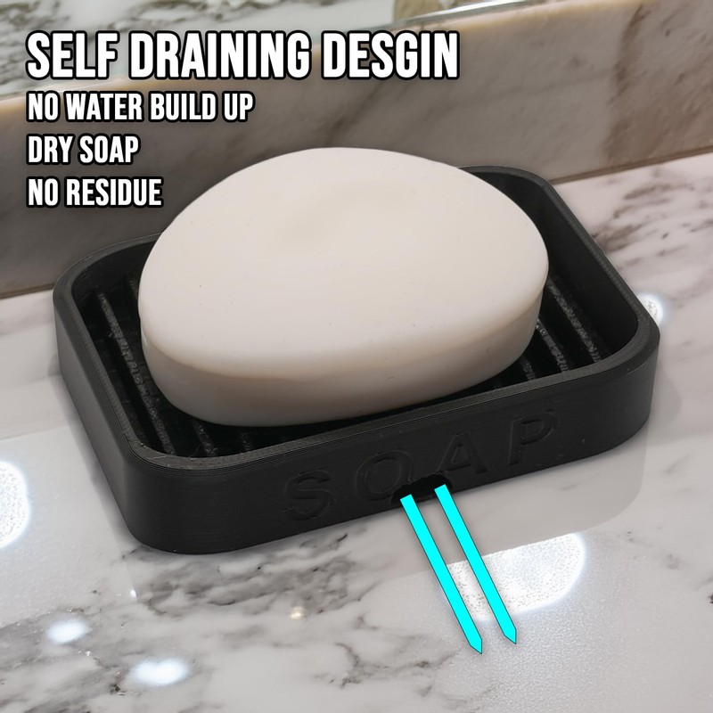 Modern Soap Dish, Bathroom Sink Holder with Drainage, 10.5 x