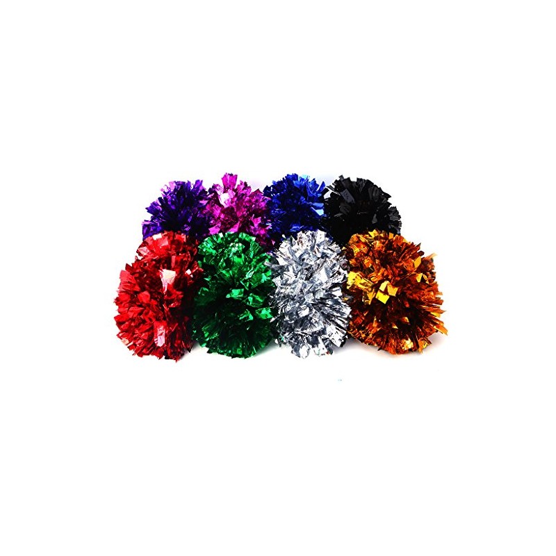 LLLucky Cheerleader Hand Flowers Cheerleading Handheld Pom Metallic Foil Plastic