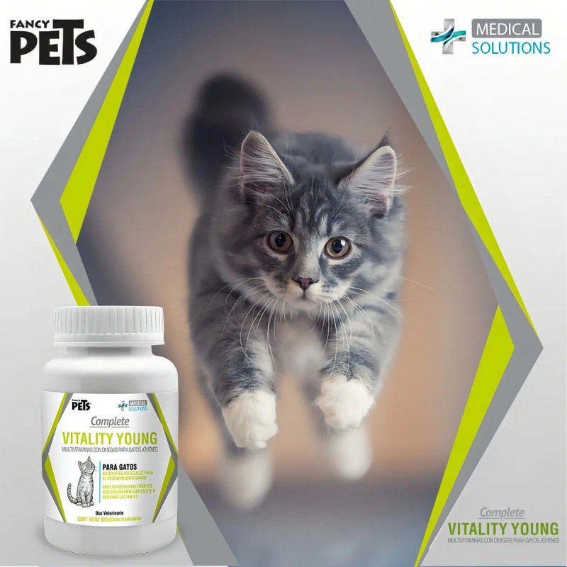 Tabletas Vitality Con Omegas Para Gato Joven 60 Tabletas Vit
