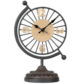 Lily's Home Vintage Mantle Clock. Silent, Non Ticking Stylish Decorative Table Clock Perfect for Living Room, Retro Kitchen, Tabeltop & Fireplace Mantel Clock Decor. Black and Gold. 7" Dia.