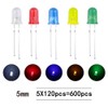 YIXISI 600 pieces 5 mm LED light emitting diode set,