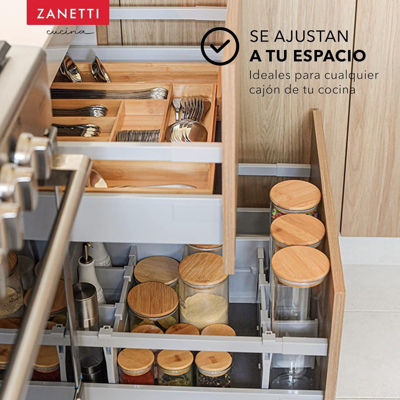 Zanetti - Bandeja para Cubiertos Expandible - 8 compartimentos -
