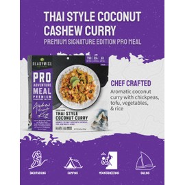 ReadyWise Outdoor Pro Adventure Meal - Thai Style Coconut Curry, 2 Servings, 1 Pouch, Vegan, Gluten Free, 750 Calories, 25g Protein, Freeze Dried & Dehydrated Camping Meals, up to 5 Year Shelf Life