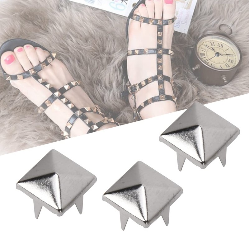 Pack of 100 9 mm Square Rivets, Pyramid-Shaped Punk Rivet