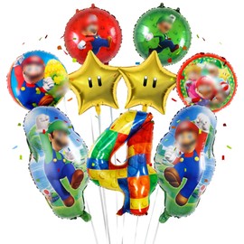 Birthday Party Decorations 7th for Girls Boys- 9Pcs Super Foil Balloons Bros Happy Birthday Colorful Party Decorations Helium Balloons for Kids Baby Shower Christmas Birthday Theme Party ballon