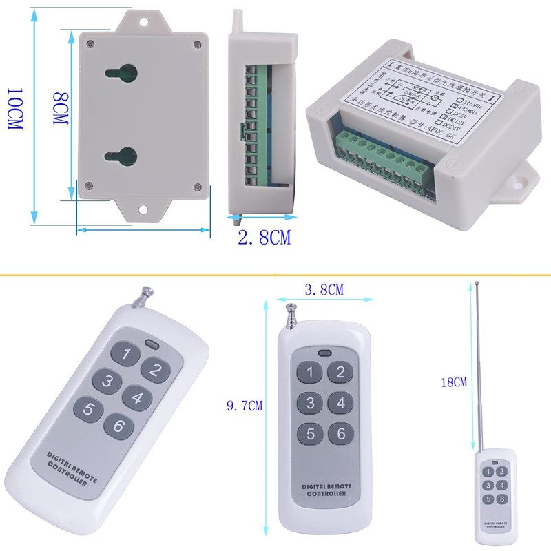 433mhz 12V 24V DC 6 Channel Wireless Remote Control Relay