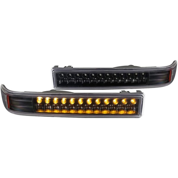 Spec-D Tuning Black Housing Clear Lens LED Bumper Lights for 1998-2004 Chevy S10 Blazer GMC Sonoma Turn Signal Lamps Left + Right Pair