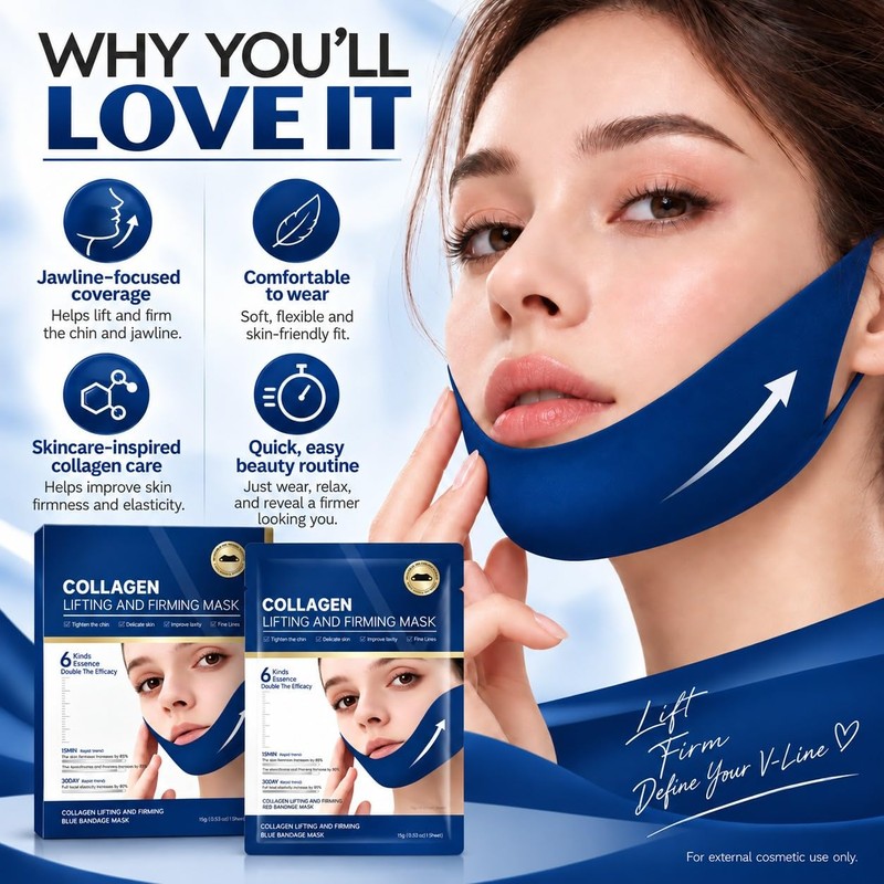 V Line Lifting Mask - 5PCS Blue Face Lift Tape