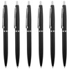 Unibene 6 Pack Black &Sliver Click Ballpoint Pens - Black