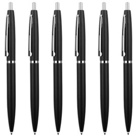 Unibene 6 Pack Black &Sliver Click Ballpoint Pens - Black ink Medium Point(1 mm), Metallic Retractable Pen Nice Gift for Business Office Students Teachers Wedding Christmas