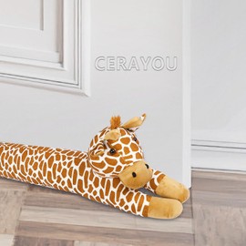 CERAYOU 36 Inch Heavy Duty Under Door Draft Stopper, Cute Animals Shape Door & Window Draft Guard to Save Energy, Decorative Weighted Bottom Insulation Stopper Noise Air Wind Dust Blocker, Giraffe