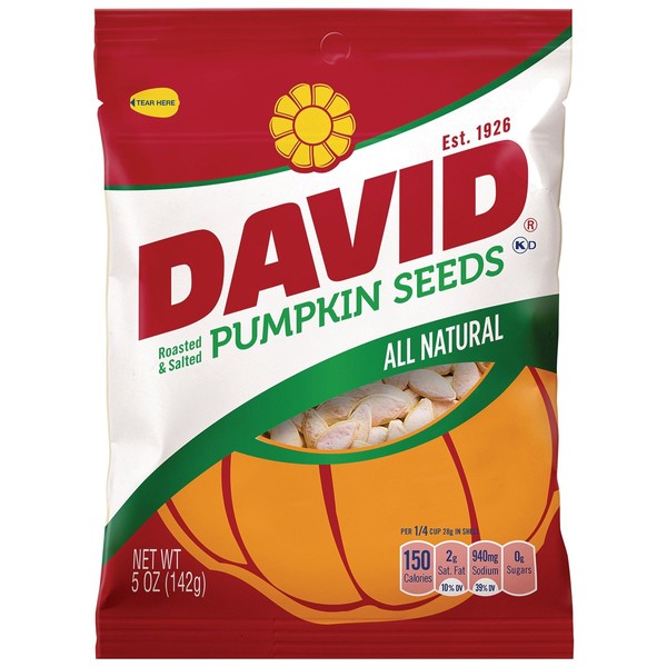 David Seeds Pumpkin Seeds, 5-Ounce Bags (Pack of 12)