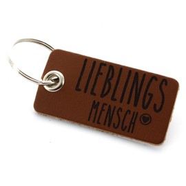 Lieblingsmensch Lieblingsmensch Schlüsselanhänger aus Leder Keyring, 12 cm, Brown (Braun)