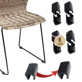 Rectangle U Shaped Chair Leg Tips Caps with Felt Pads,Furniture Feet Protector Slide Smoothly Glides No Scratches No Noise Protect Hardwood Floor,Fit 12mm(15/32inch) Diameter Tubular Leg (Black 8PCS)