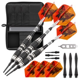 Viper The Freak Soft Tip Darts 3 Knurled Rings Barrel 18 Grams and Casemaster Select Black Nylon Dart Case