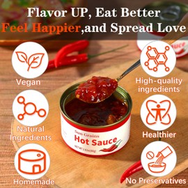 Artisan Fresh Chili & Shiitake Mushroom Spicy Sauce – 8 cans 80g Portable Jar – Vegan, Instant Chili Sauce, All-Natural, No Artificial Additives, Condiment for Rice, Noodles & Dipping