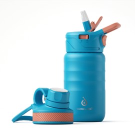 Ideus Vacuum Insulated Water Bottle, 12 oz (360 ml) Stainless Steel Double Wall Bottle Metal Sports Canteen with Leak-Proof Screw Cap (Blue Atoll)