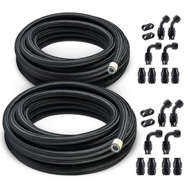 EVIL ENERGY 6AN 8AN PTFE Fuel Line Kit, AN6 AN8 Nylon Braided Fuel Line Hose Fitting Kit PTFE Fuel Hose kit 10FT(2 Kits)