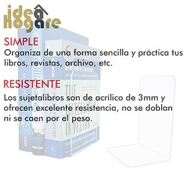 Sujetalibros Organizador Sujeta Libros Acrílico 2 Pzas