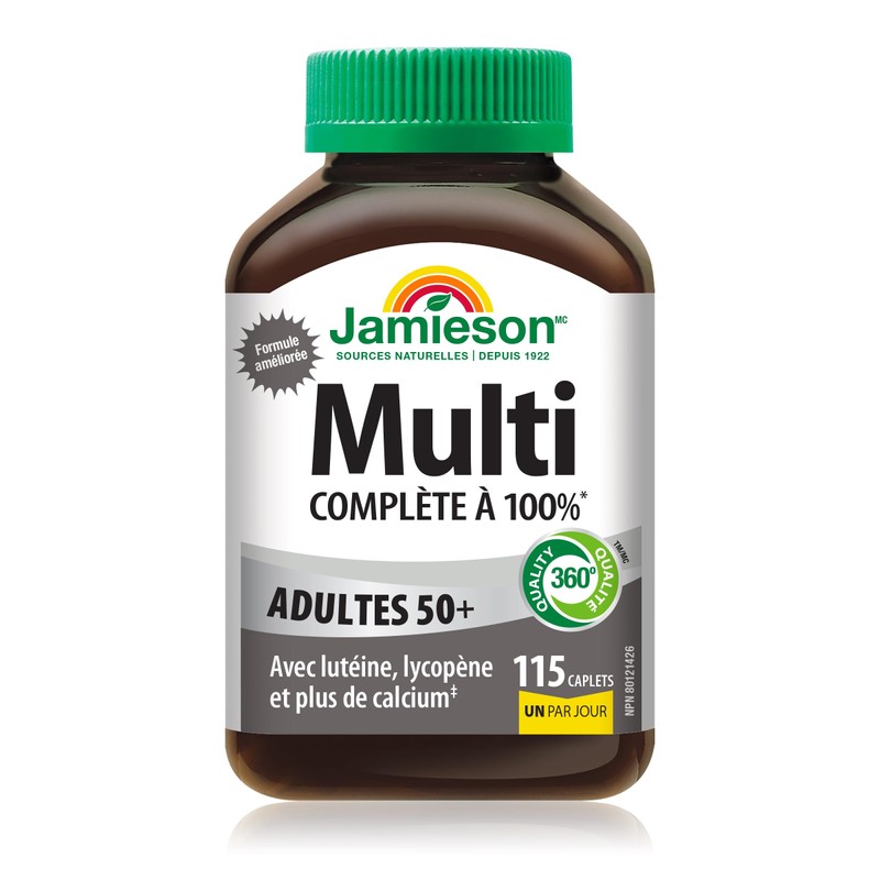 Jamieson 100% Multivitamin for Adults 50+, with Lutein, Lycopene &