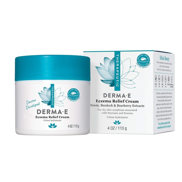 DERMA E Eczema Relief Cream – All Natural Itch Relief Cream – Soothing Eczema Cream Relieves Flaky, Scaly and Dry Skin - Antioxidant-Rich Topical Eczema and Psoriasis Cream, 4oz