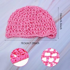PENTA ANGEL PENTA ANGEL Mesh Crochet Hair Net 2Pcs Elastic Soft Rayon Knit Snoods Hat Sleeping Hair Cap Cover Accessory for Women Girls Long Thick Curly Hair (Rose Red)