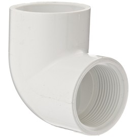 Spears 407 Series PVC Pipe Fitting, 90 Degree Elbow, Schedule 40, White, 3/4" Socket x NPT Female