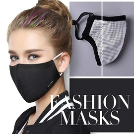 Tvoip Fashion Style Mask On The Mouth Anti dust mouth mask Activated Carbon Filter Mouth-muffle Mask (One Mask +2 Filters) Anti PM2.5 Fabric Face Mask (Black)