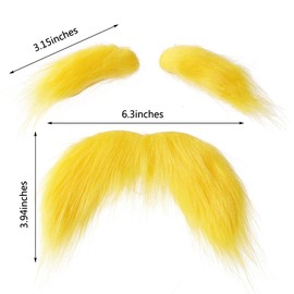 VIGUEUR Yellow Mustache and Eyebrows - Fake Beard Party Favors Cosplay Costume Accessories for Adults