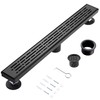 32 Inch Linear Shower Drain, Matte Black Shower Drain,Removable Grate,